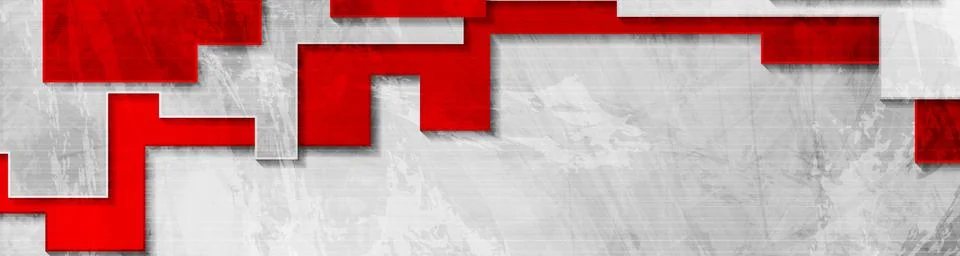 Abstract red grey tech geometric grunge banner Illustrazione stock
