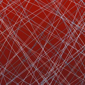 Abstract Red Grid Background with Chaotic White and Blue Geometric Lines Web Stockillustratie