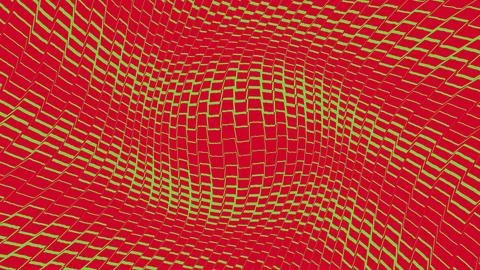 Abstract red grid background with wavy green lines Stock Illustration