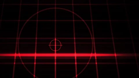 Abstract Red Grid Laser Lines and Target Symbol Animation. Stock Footage 333919678