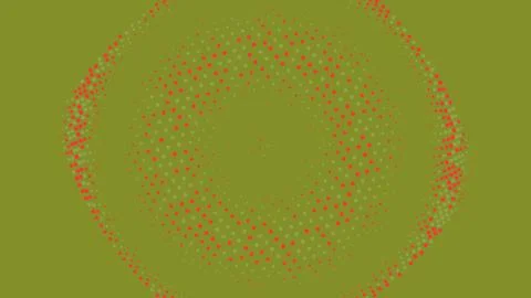 Abstract red halftone circle pattern on olive background Illustrazione stock