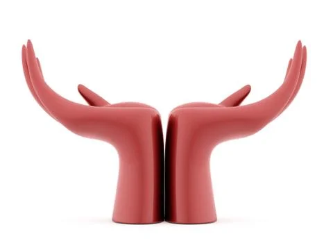 Abstract red hands concept isolated on white background Stock Illustration