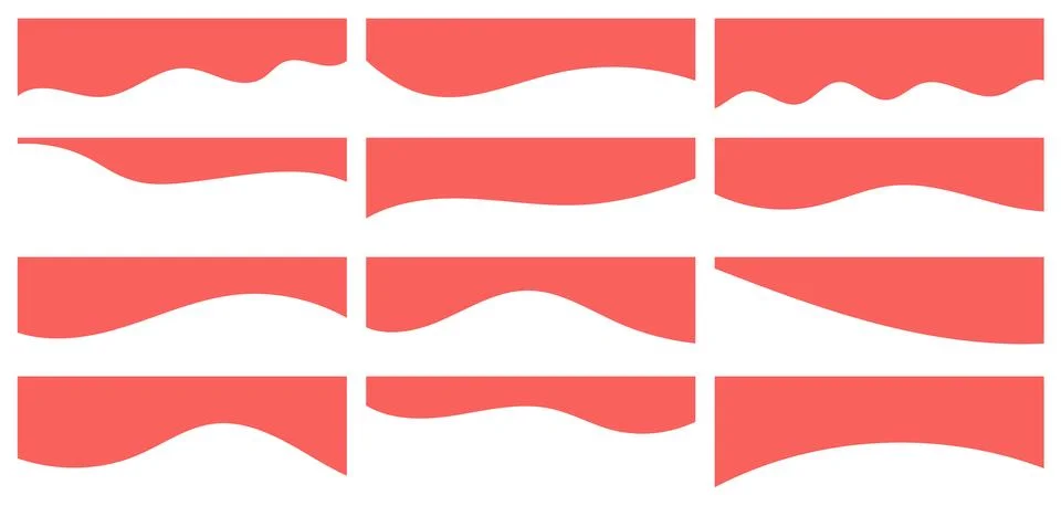 Abstract red header divider shape design with curved line element and modern Stock Illustration