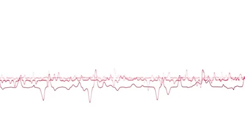 Abstract red heart beat graphs looping isolated on white Video stock 337662817