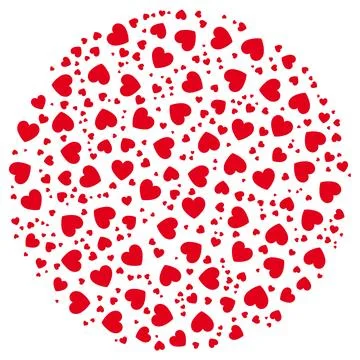 Abstract red heart circle element. Flat design style. Vector illustration Stock Illustration