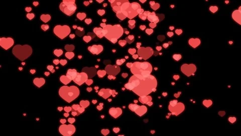 Abstract red hearts on dark background Stock Footage 260748957