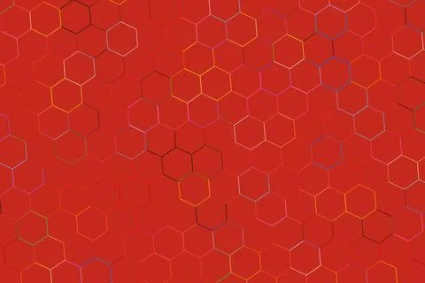 Abstract red hexagon pattern background with lines Stock Photos