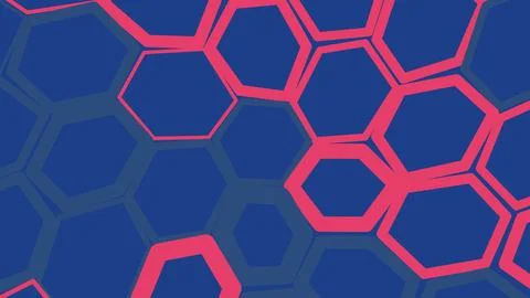 Abstract red hexagon pattern on blue background Stock Illustration