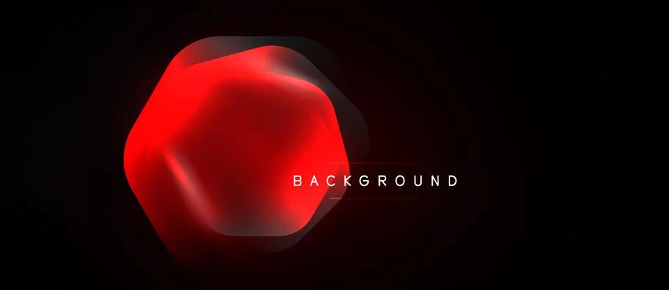 Abstract red hexagon shape over black background. Gradient effect creates Stock Illustration