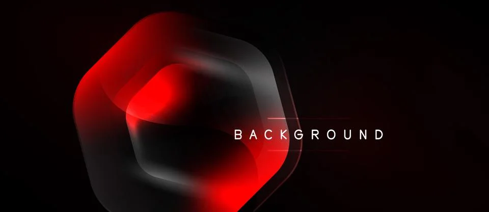 Abstract red hexagon shape over black background. Glossy effect creates depth 스톡 일러스트