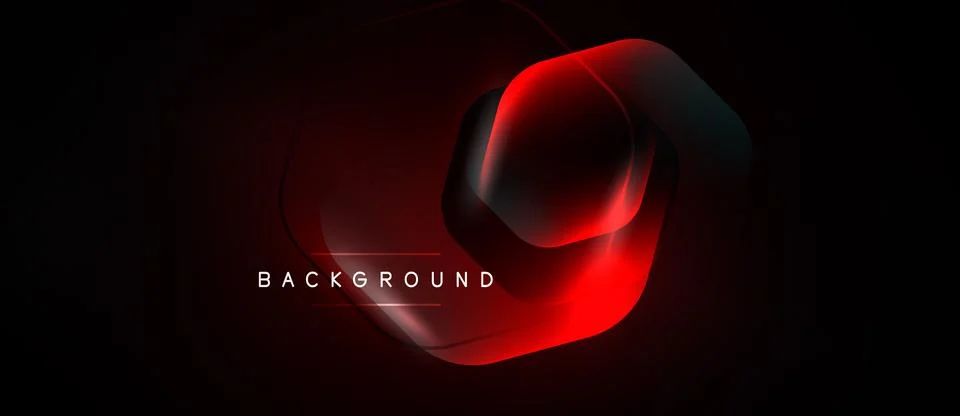 Abstract red hexagon shape over black background. Gradient effect creates d.. イラスト素材