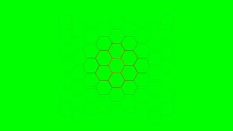 Abstract red honeycomb pattern grid against a vibrant solid green background Stock Footage 340266033
