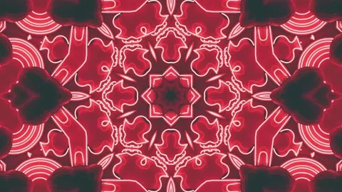 Abstract Red Kaleidoscope Patterns. 4K Geometric Animation Background Stock Footage 140744292