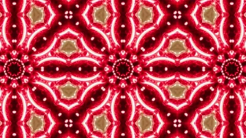 Abstract Red Kaleidoscope Patterns. 4K Motion Graphics Background Stock Footage 142421431