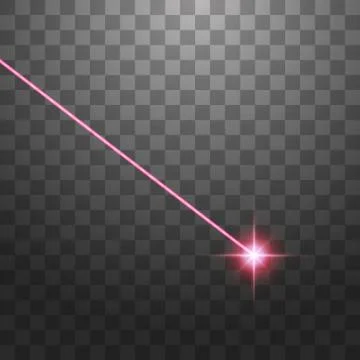 Abstract red laser beam. Isolated on transparent black background. Vector Illustrazione stock