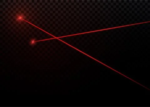 Abstract red laser beam. Transparent isolated on black background. Vector Stock Illustration