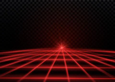 Abstract red laser beam. Transparent isolated on black background. Vector Stock Illustration