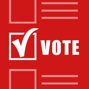 Abstract red leaflet with the candidate selection. White check m Stock Illustration