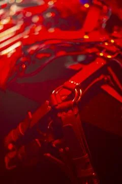 Abstract Red LED Light Display with Industrial Equipment Stock Photos
