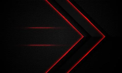 Abstract red light arrow on black with hexagon mesh design modern luxury Stock Illustration