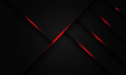 Abstract red light black shadow line geometric on dark grey metallic design Stock Illustration
