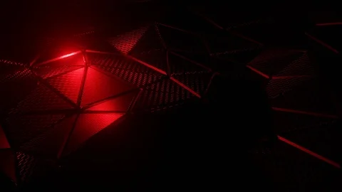 Abstract red light blue on polygon metallic wave black 3D animation. Stock Footage 124951303