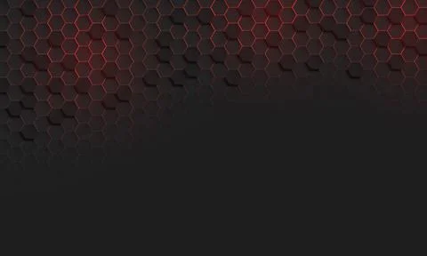 Abstract red light dark grey hexagon texture 3d geometric pattern Stock Illustration