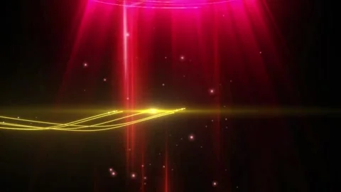 Abstract red light rays and golden particles on black background for motion Stock Footage 342899007