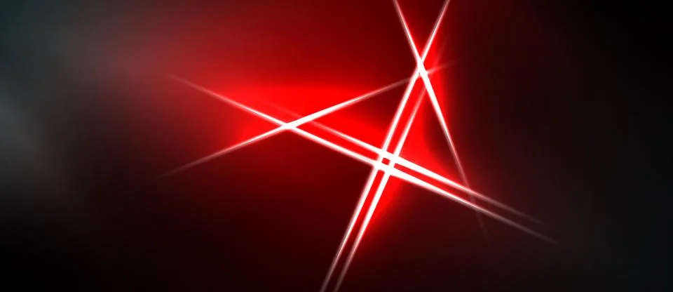 Abstract red light streaks intersect dark background. Brightness creates dy.. 库存插图