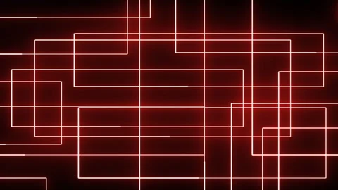 Abstract Red Light Trails Interweaving into Rectangular Geometric Patterns on Stock Footage 331194086
