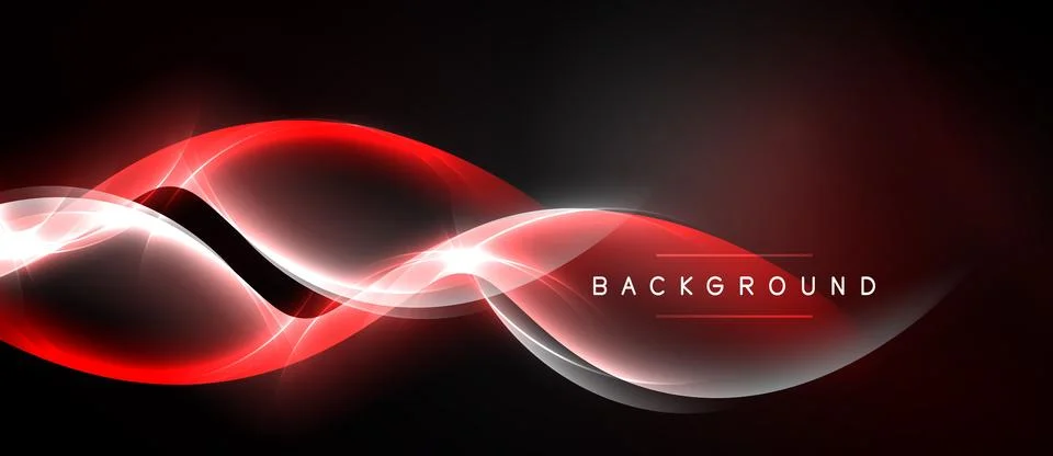 Abstract red light waves over black background. Modern design element, dynami Ilustração Stock
