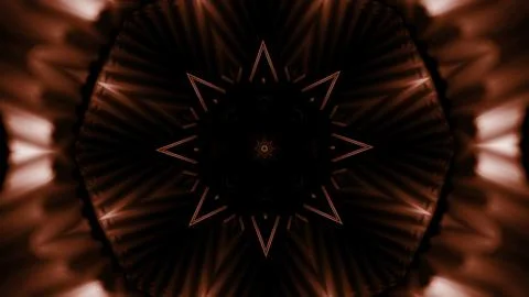 Abstract red lights kaleidoscopic animation. Design. Spreading circular patter Stock Illustration