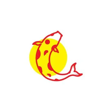 Abstract red line koi fish logo symbol icon vector graphic design illustrat.. Stock Illustration