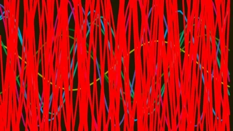 Abstract red line streaks: Dynamic energy pattern on deep black background .. Stock Footage 342157998