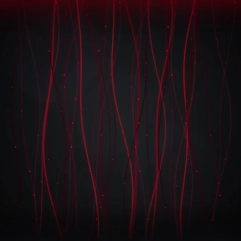 Abstract Red Lines and Particles Flowing on Dark Textured Background Stock Footage 347811390