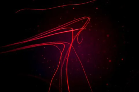 Abstract red lines in black background. Low poly shape with dots and lines on Foto stock