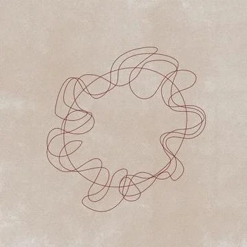 Abstract red lines circle on beige color canvas texture background, warm nude Stock Illustration