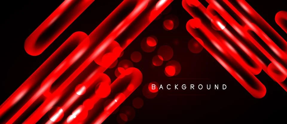 Abstract red lines, circles over black background. Modern design, dynamic Illustrazione stock