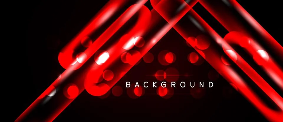 Abstract red lines, circles over black background. Modern design, vibrant e.. Ilustração Stock