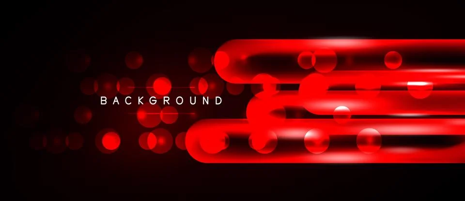 Abstract red lines, circles over black background. Modern design, glowing e.. Ilustração Stock