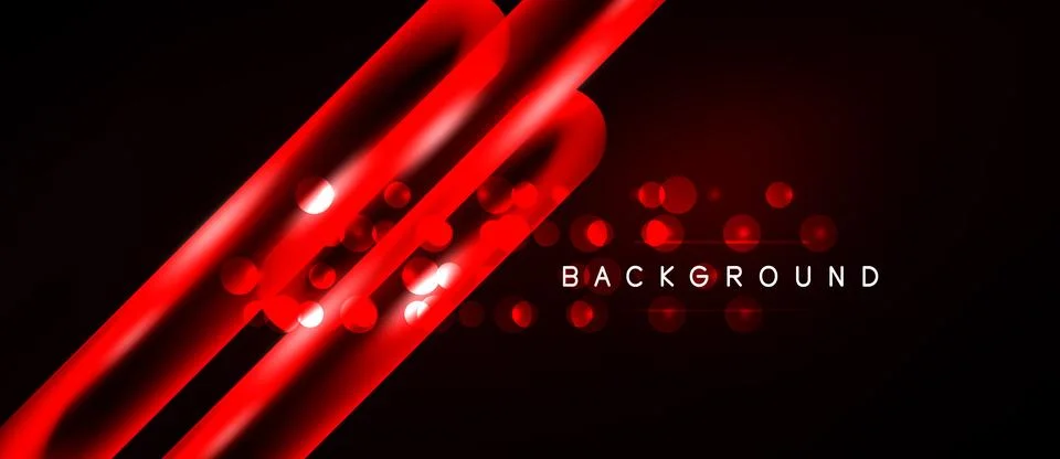 Abstract red lines, circles over black background. Modern design, vibrant c.. Stock Illustration