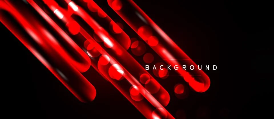 Abstract red lines, circles over black background. Dynamic glowing effect Stock Illustration