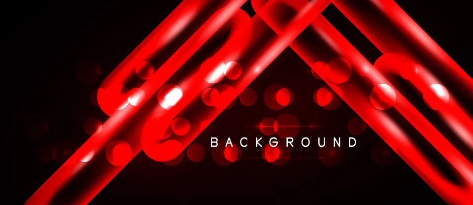 Abstract red lines, circles over black background. Modern design element, Ilustração Stock