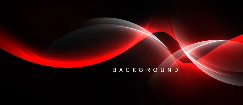 Abstract red lines flow across black space. Dynamic curves create modern visu 스톡 일러스트
