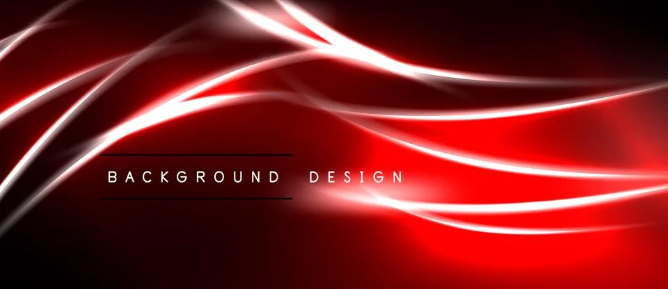 Abstract red lines flow over dark background. Minimalist design features text イラスト素材