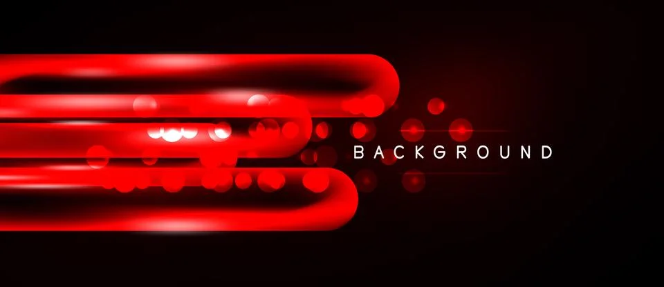 Abstract red lines, glowing dots over black background. Modern design element Stock Illustration