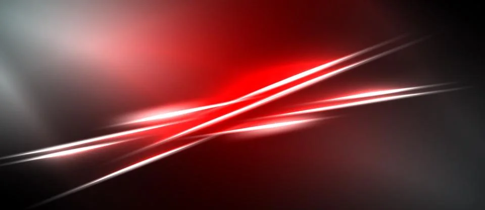 Abstract red lines intersect dark background. Bright streaks create dynamic Stock Illustration