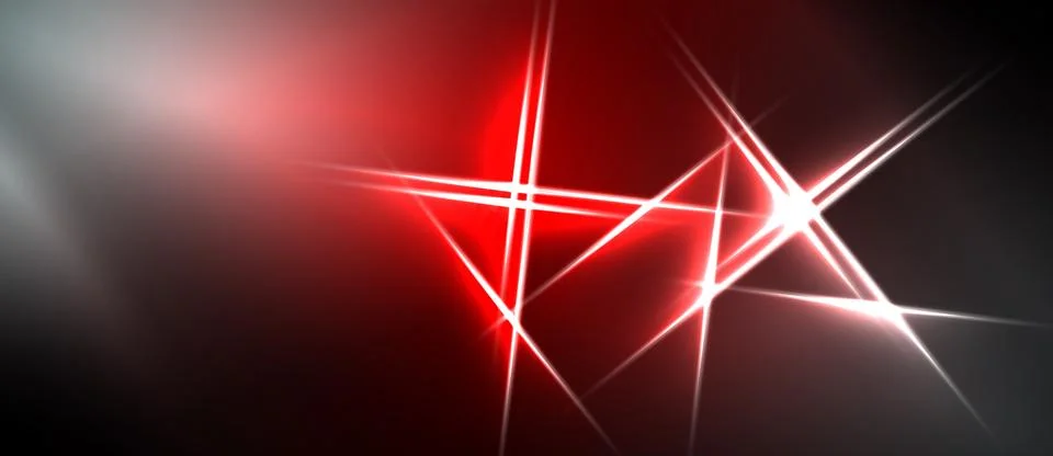 Abstract red lines intersect over dark background. Bright white highlights Stock Illustration