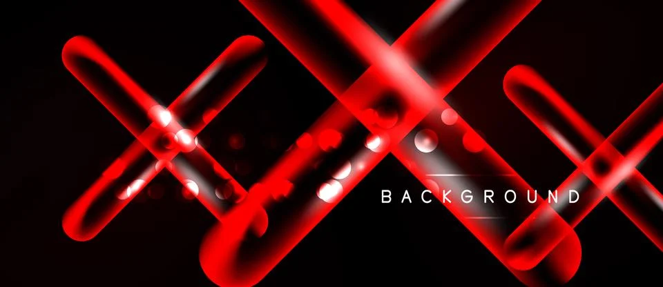 Abstract red lines intersect over black background. Bright spheres add dynami 스톡 일러스트