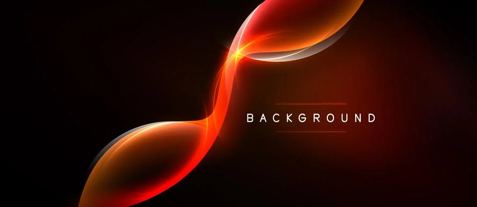 Abstract red lines over black background. Dynamic curves create glowing effec Stock Illustration